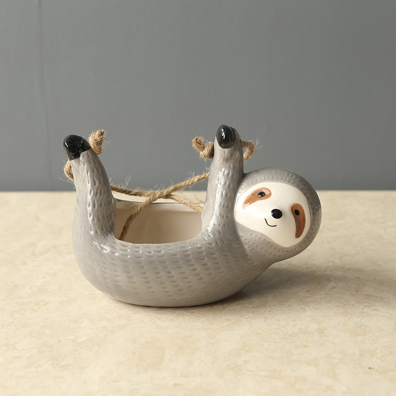 Ceramic Sloth Hanging Planter Ceramic Sloth Hanging Planter
