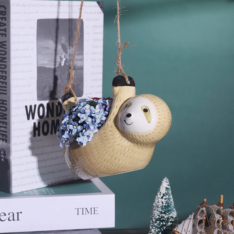 Ceramic Sloth Hanging Planter Ceramic Sloth Hanging Planter