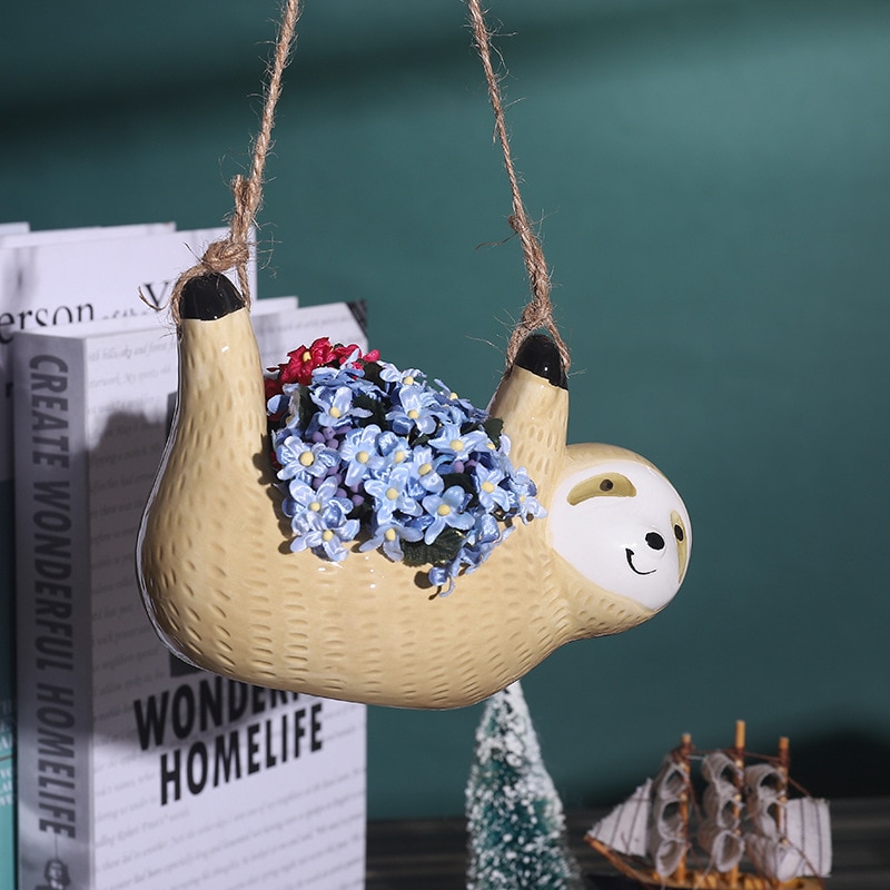 Ceramic Sloth Hanging Planter Ceramic Sloth Hanging Planter