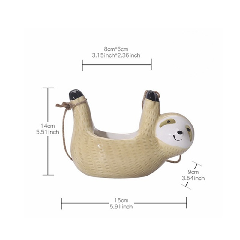 Ceramic Sloth Hanging Planter Ceramic Sloth Hanging Planter