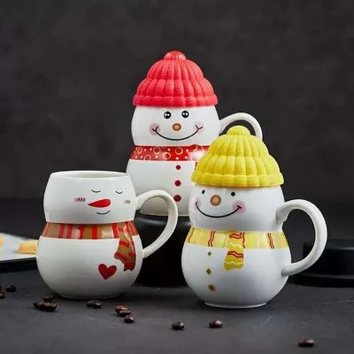 Ceramic Snowman Coffee Mug with Cover Ceramic Snowman Coffee Mug with Cover