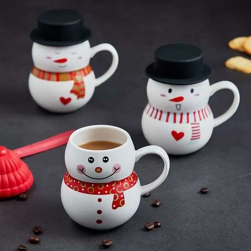 Ceramic Snowman Coffee Mug with Cover Ceramic Snowman Coffee Mug with Cover