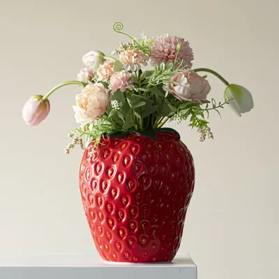 Ceramic Strawberry Flower Vase Ceramic Strawberry Flower Vase