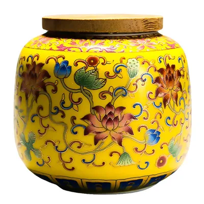 Ceramic Tea Jar with Wooden Lid Ceramic Tea Jar with Wooden Lid