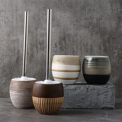 Ceramic Toilet Brush Holder with Brush Set