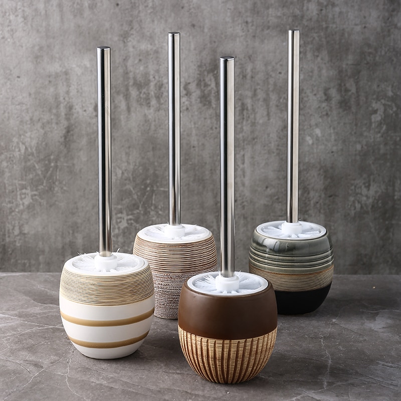 Ceramic Toilet Brush Holder with Brush Set
