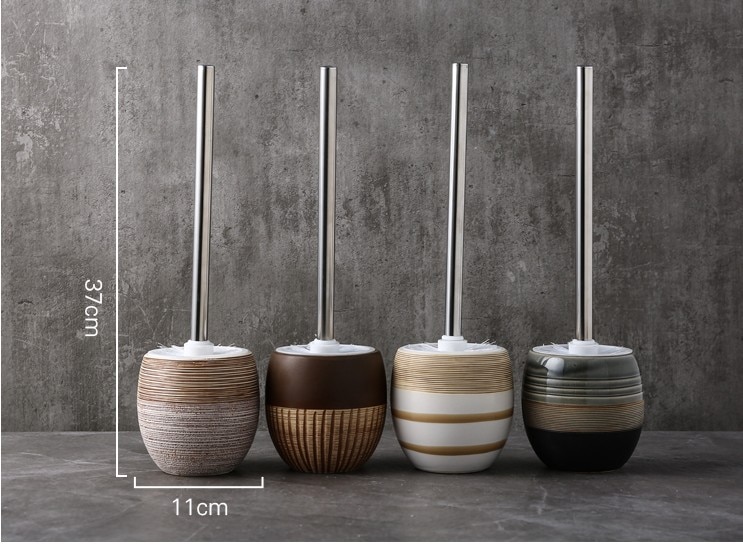 Ceramic Toilet Brush Holder with Brush Set