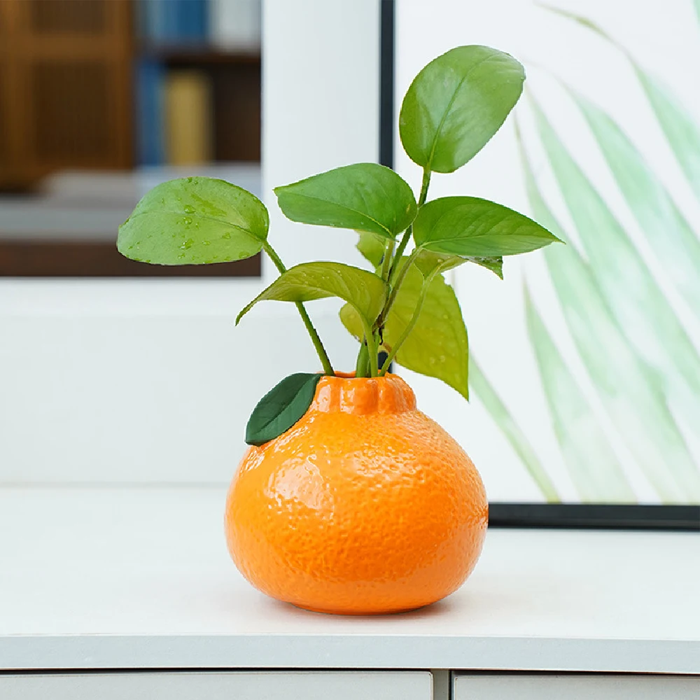Ceramic Vase, Orange Vase for Home Decor,Decorative Vase Fruit Shape Vase Tabletop Decorative Vase Table Centerpieces