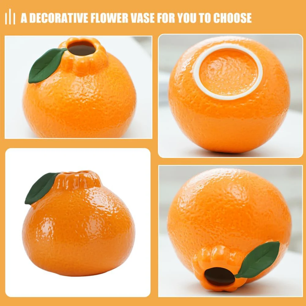 Ceramic Vase, Orange Vase for Home Decor,Decorative Vase Fruit Shape Vase Tabletop Decorative Vase Table Centerpieces Ceramic Vase, Orange Vase for Home Decor,Decorative Vase Fruit Shape Vase Tabletop Decorative Vase Table Centerpieces