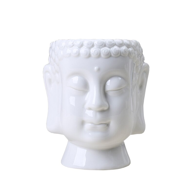 Ceramic White Buddha Head Planter Ceramic White Buddha Head Planter
