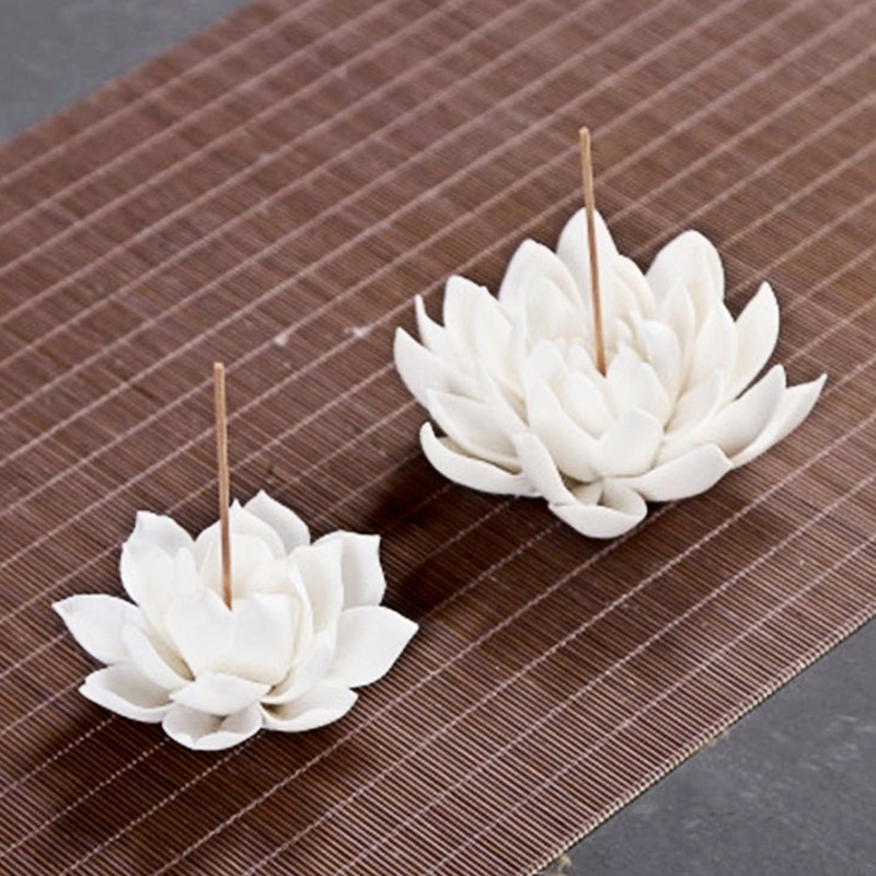 Ceramic White Lotus Incense Burner