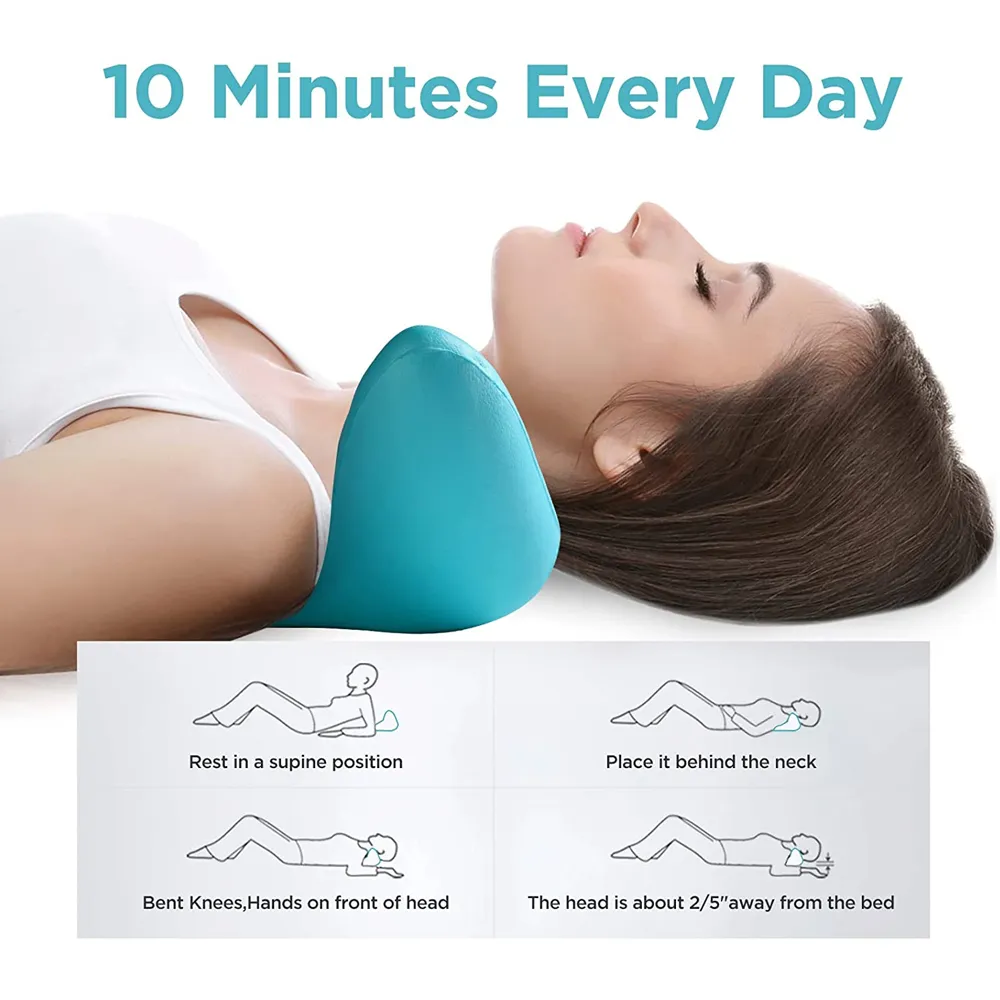 Cervical Chiropractic Traction Pillow Device Neck Shoulder Stretcher Massager Relaxer for Pain Relief Cervical Spine