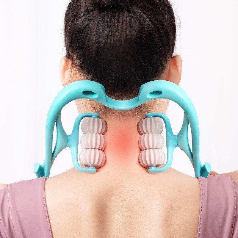 Cervical Massager Clip Neck Massage Artifact Six Wheel Neck Kneading Massager Manual Multifunctional Home Use