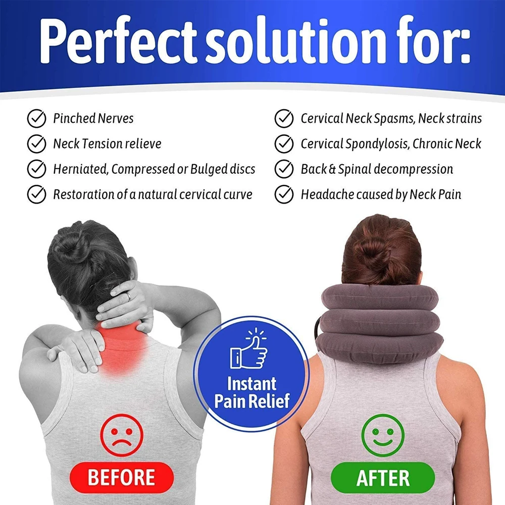Cervical Neck Traction Device,Relief for Chronic Neck & Shoulder Alignment Pain,Inflatable Neck Stretcher Collar for