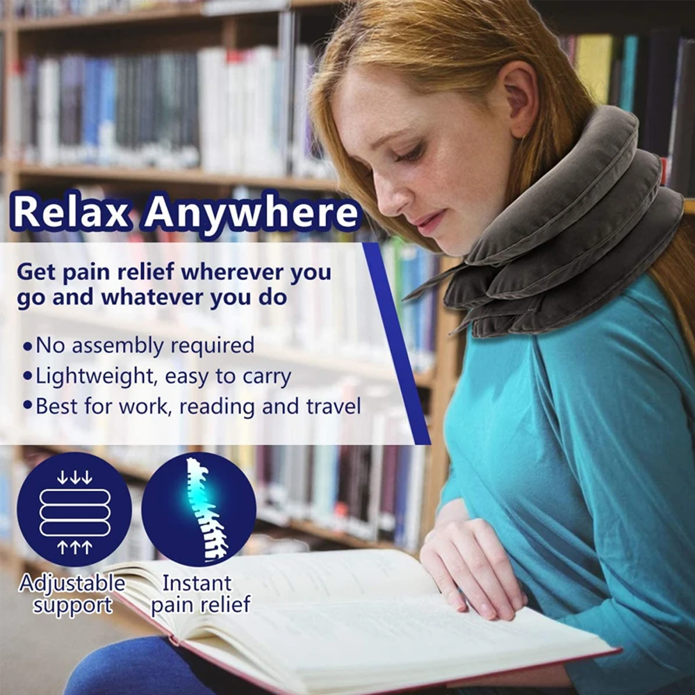 Cervical Neck Traction Device,Relief for Chronic Neck & Shoulder Alignment Pain,Inflatable Neck Stretcher Collar for