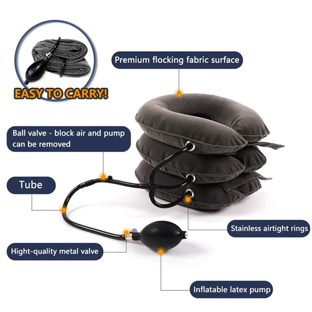 Cervical Neck Traction Device,Relief for Chronic Neck & Shoulder Alignment Pain,Inflatable Neck Stretcher Collar for
