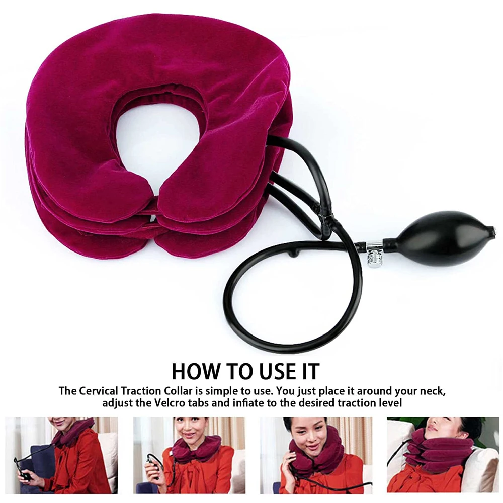 Cervical Neck Traction Device,Relief for Chronic Neck & Shoulder Alignment Pain,Inflatable Neck Stretcher Collar for