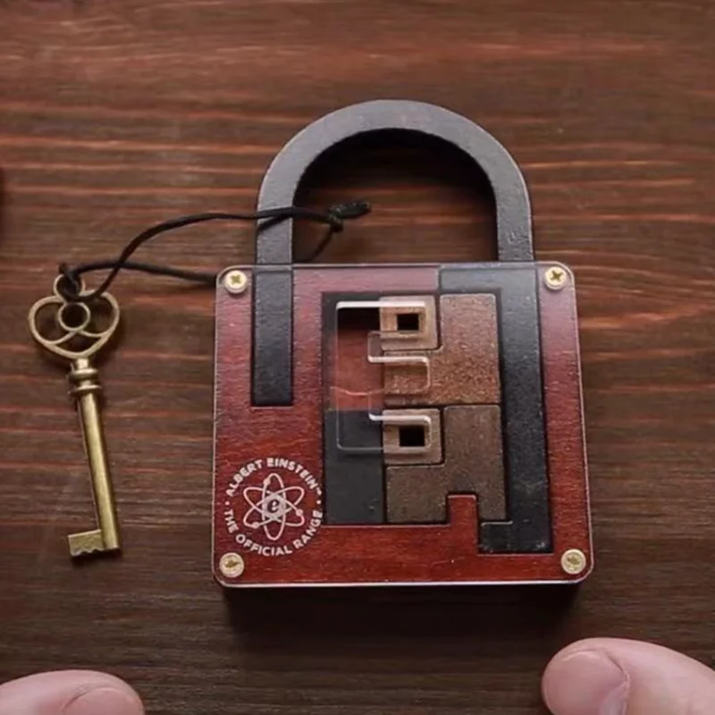 Challenging Classic Wooden Brainteaser Puzzle Game Perfect IQ Lock Challenge Toy Gift For Kids Children's Cognitive