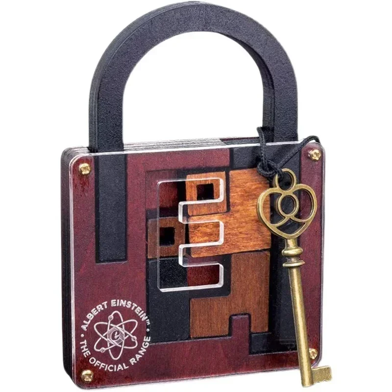 Challenging Classic Wooden Brainteaser Puzzle Game Perfect IQ Lock Challenge Toy Gift For Kids Children's Cognitive