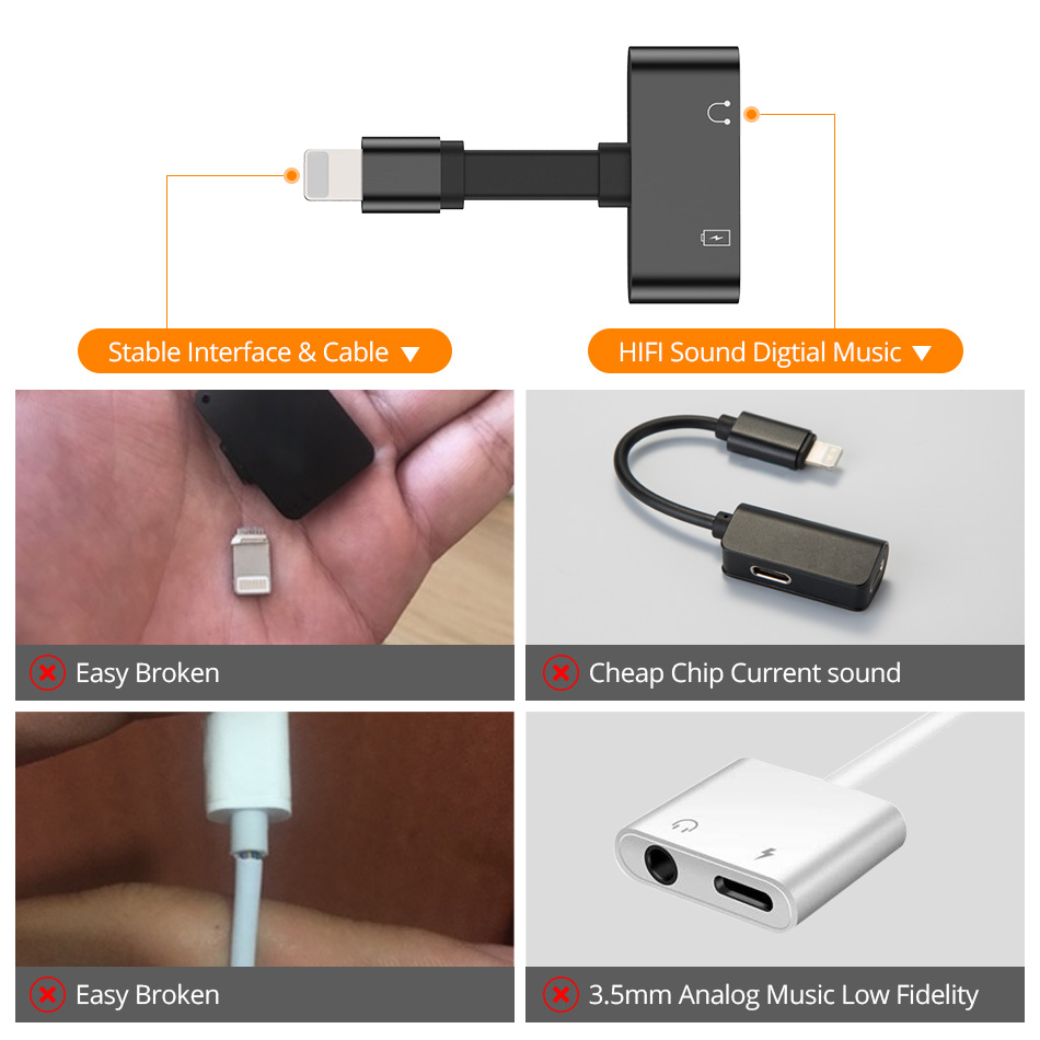 Charger Headphone Lightning Splitter Charger Headphone Lightning Splitter