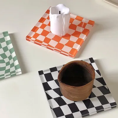 Checkerboard Acrylic Tea Coaster