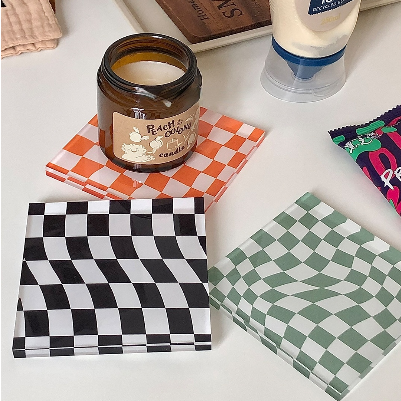 Checkerboard Acrylic Tea Coaster