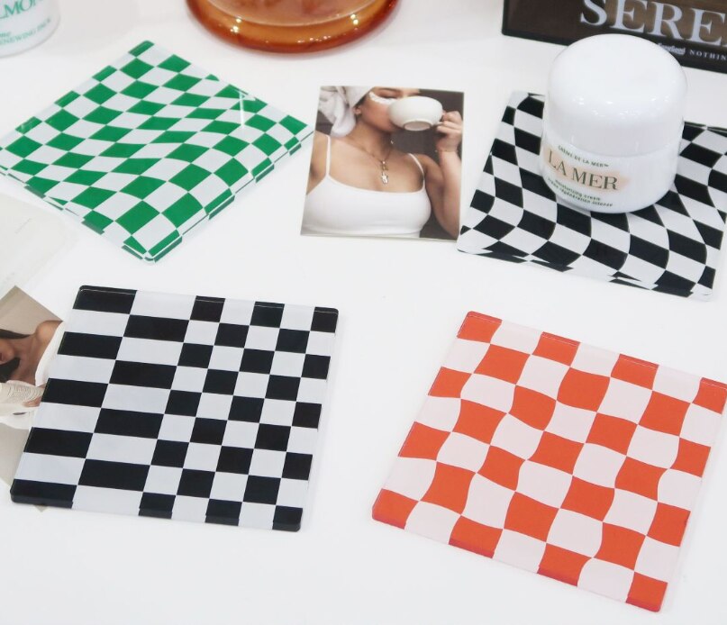 Checkerboard Acrylic Tea Coaster
