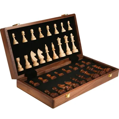 Chess Set Top Grade Wooden Folding Big Traditional Classic Handwork Solid Wood Pieces Walnut Chessboard Children Gift