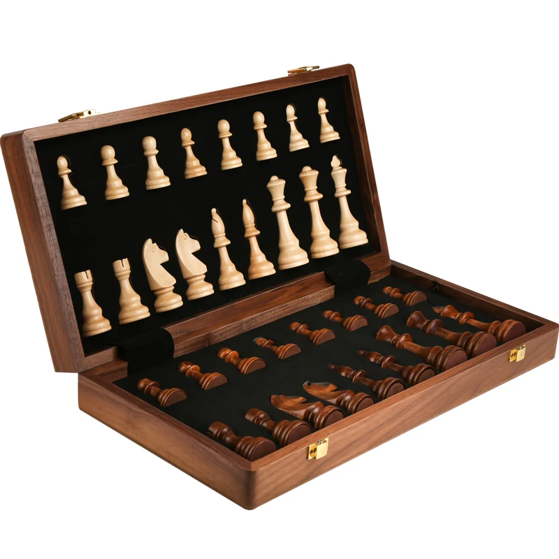 Chess Set Top Grade Wooden Folding Big Traditional Classic Handwork Solid Wood Pieces Walnut Chessboard Children Gift Chess Set Top Grade Wooden Folding Big Traditional Classic Handwork Solid Wood Pieces Walnut Chessboard Children Gift