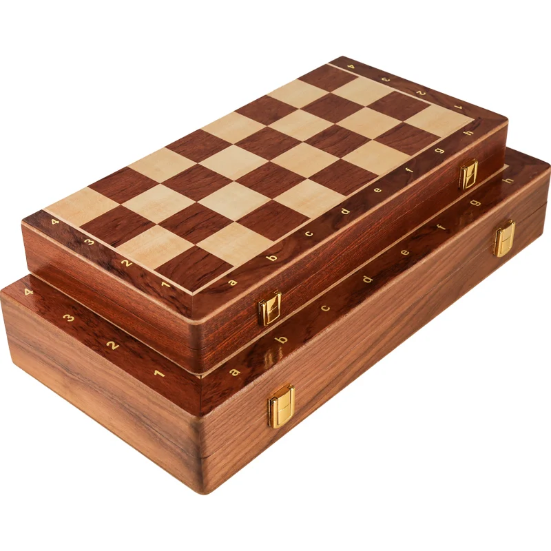 Chess Set Top Grade Wooden Folding Big Traditional Classic Handwork Solid Wood Pieces Walnut Chessboard Children Gift