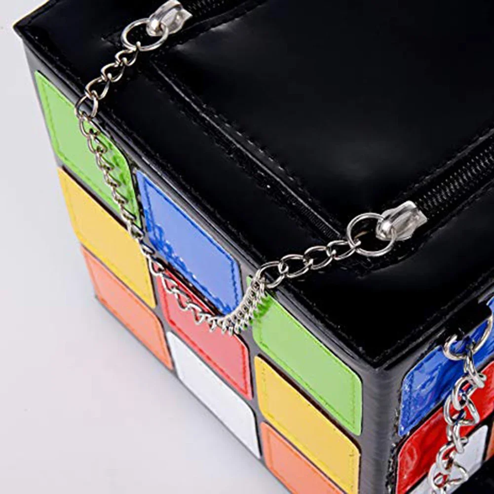 Chic Cubic Shape Box Women Handbags Designer Chains Totes Luxury Pu Leather Messenger Bag Ladies Personality Small Chic Cubic Shape Box Women Handbags Designer Chains Totes Luxury Pu Leather Messenger Bag Ladies Personality Small