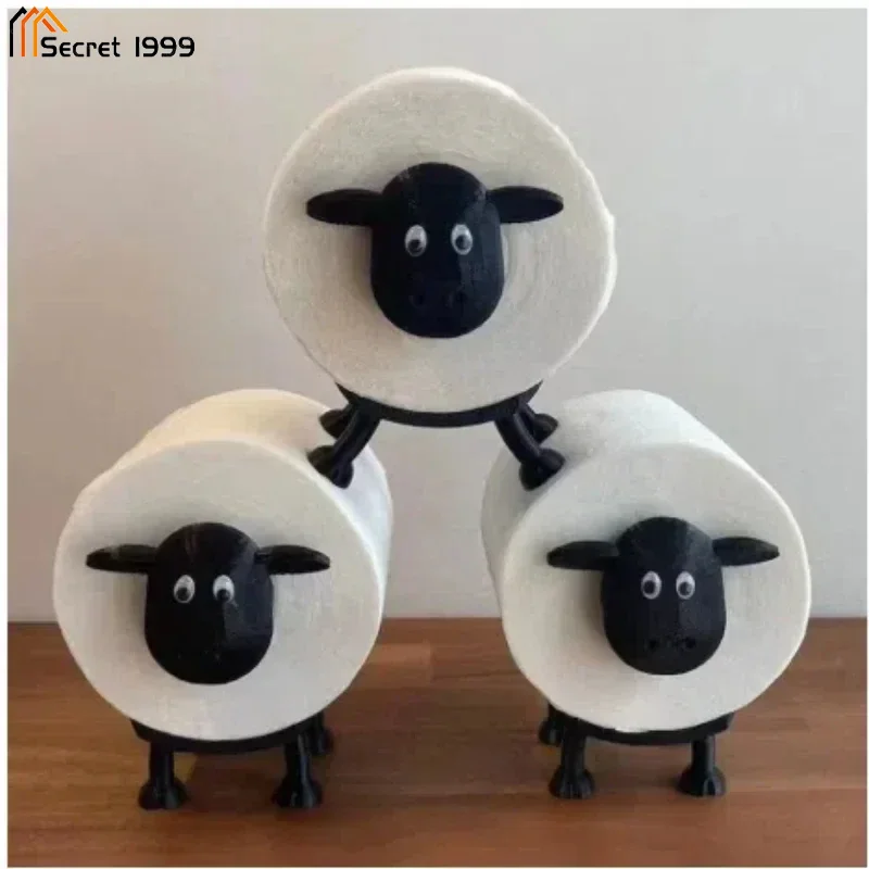 Chic Sheep Toilet Roll Holder Lovely Sheep Tissue Box Stackable For Home Bathroom Stackable Animal Tissue Organiser