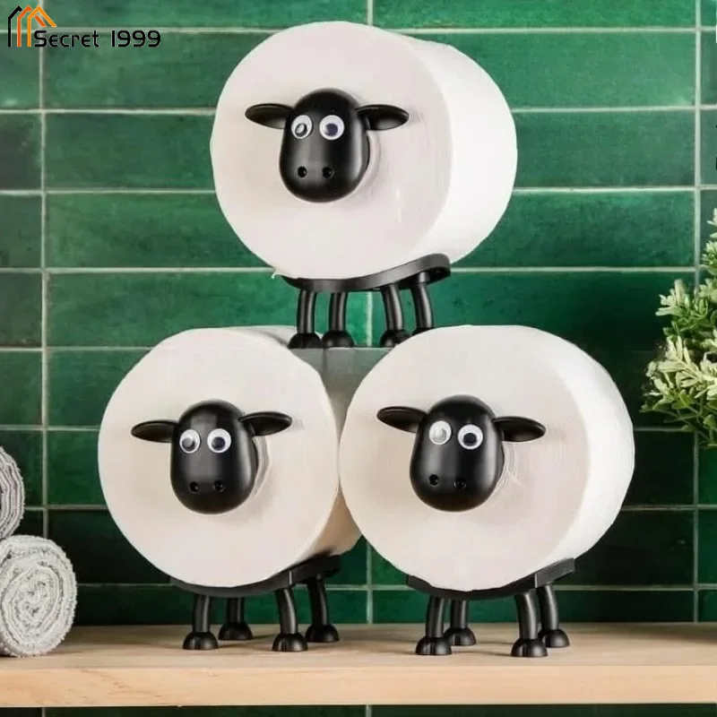 Chic Sheep Toilet Roll Holder Lovely Sheep Tissue Box Stackable For Home Bathroom Stackable Animal Tissue Organiser