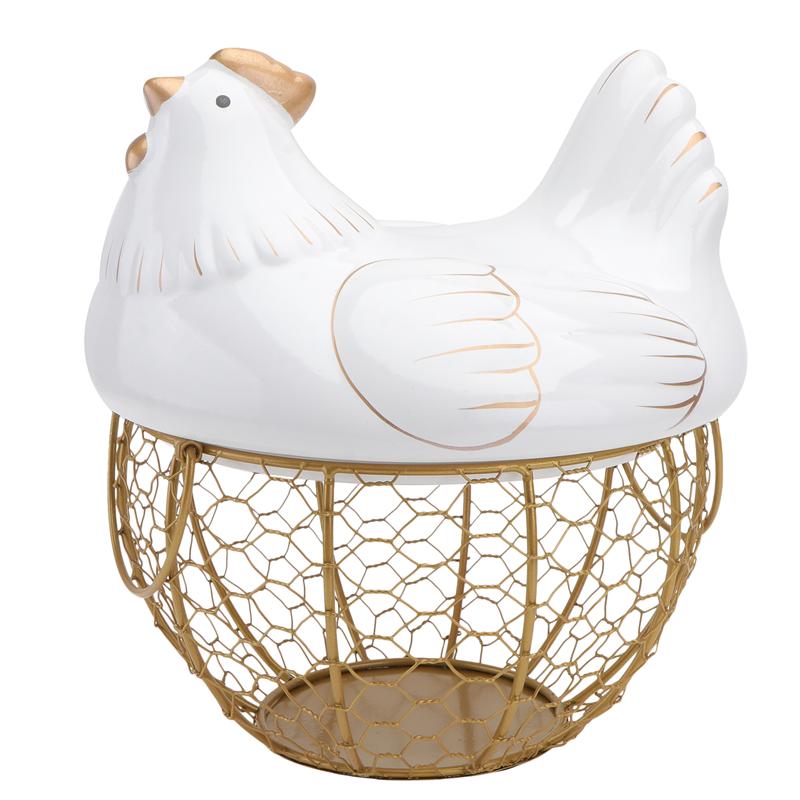 Chicken Shaped Egg Basket with Ceramic Cover