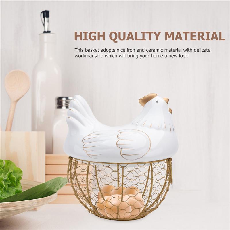 Chicken Shaped Egg Basket with Ceramic Cover Chicken Shaped Egg Basket with Ceramic Cover
