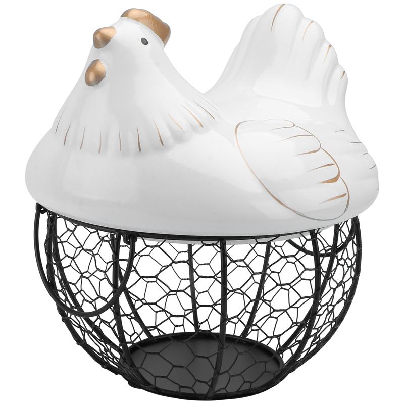 Chicken Shaped Egg Basket with Ceramic Cover Chicken Shaped Egg Basket with Ceramic Cover