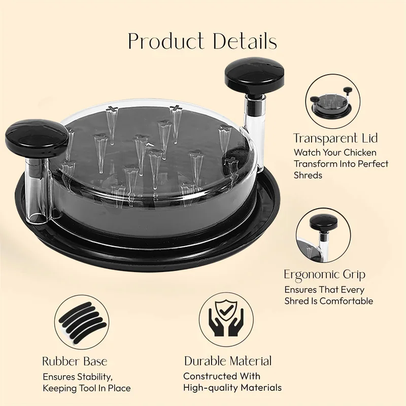 Chicken Shredder Tool Meat Breast Shredding Separation Mincing Grinder Machine With Lid For Shredding Chicken Pork Beef Chicken Shredder Tool Meat Breast Shredding Separation Mincing Grinder Machine With Lid For Shredding Chicken Pork Beef