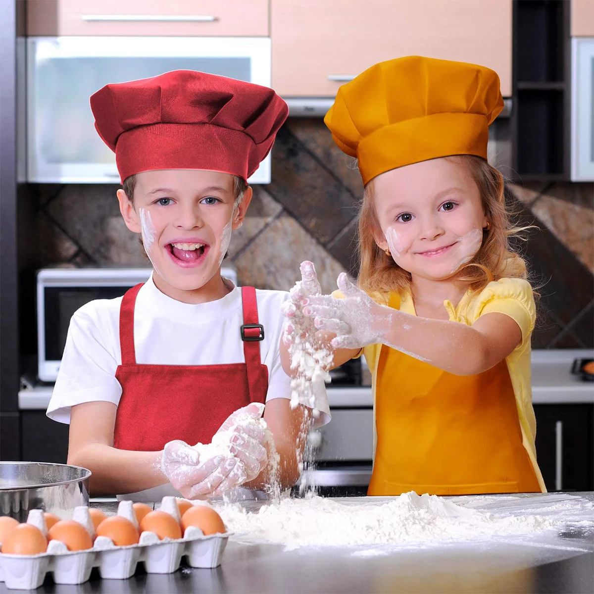 Children Chef Apron Front Pocket Bib Boys Girls Apron Kitchen Craft Kids Apron Painting Cooking Baby Pinafore+Hat Sets Children Chef Apron Front Pocket Bib Boys Girls Apron Kitchen Craft Kids Apron Painting Cooking Baby Pinafore+Hat Sets