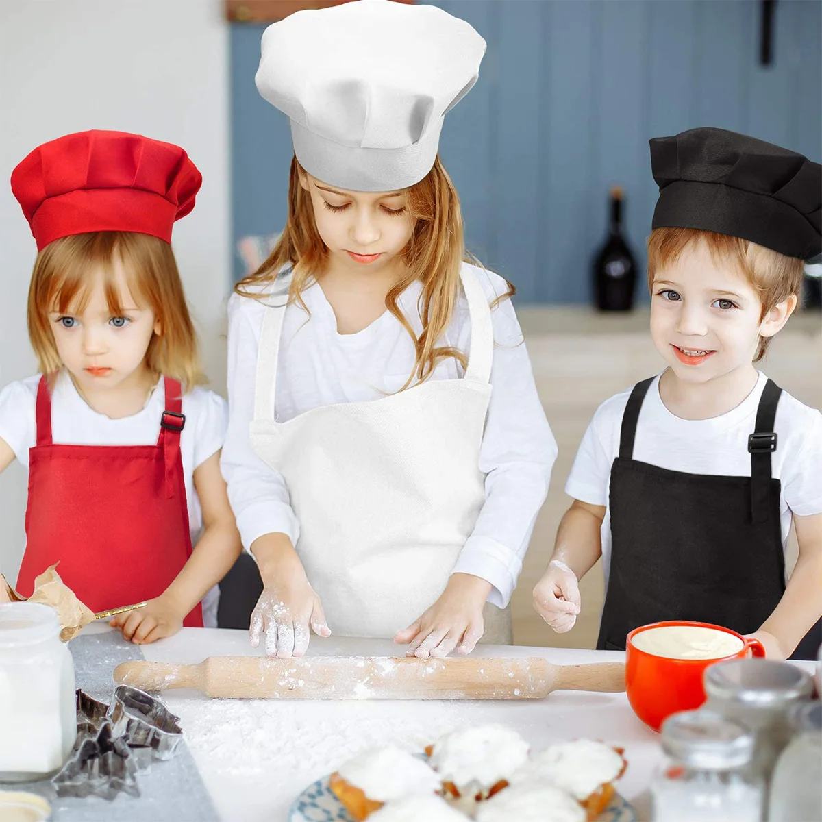 Children Chef Apron Front Pocket Bib Boys Girls Apron Kitchen Craft Kids Apron Painting Cooking Baby Pinafore+Hat Sets Children Chef Apron Front Pocket Bib Boys Girls Apron Kitchen Craft Kids Apron Painting Cooking Baby Pinafore+Hat Sets