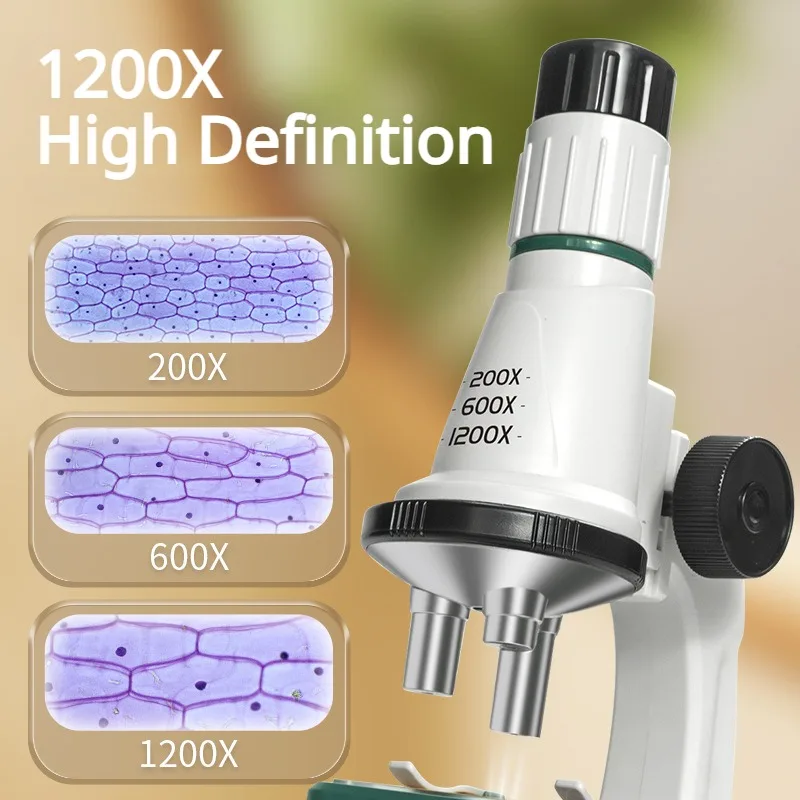 Children Microscope Kit 200x 600x 1200x Biological Science Stem Toy School Home Educational Pocket Microscope with LED Children Microscope Kit 200x 600x 1200x Biological Science Stem Toy School Home Educational Pocket Microscope with LED