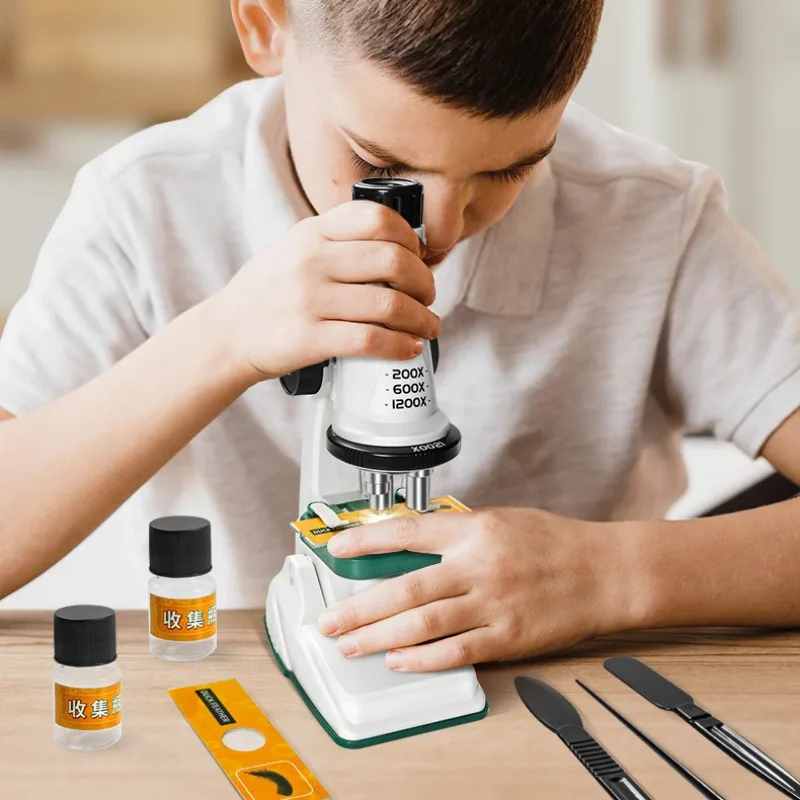 Children Microscope Kit 200x 600x 1200x Biological Science Stem Toy School Home Educational Pocket Microscope with LED Children Microscope Kit 200x 600x 1200x Biological Science Stem Toy School Home Educational Pocket Microscope with LED