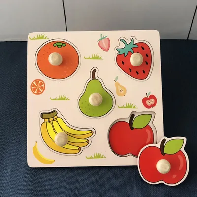 Children's Hand Scratch Board Puzzle Baby Montessori Early Education Fruit Cognitive Puzzle Toy