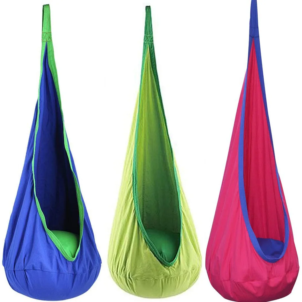Children's Hanging Chair Portable Parachute Cloth Swing Bed Indoor Courtyard Model with Inflatable Cushion Hanging Chair