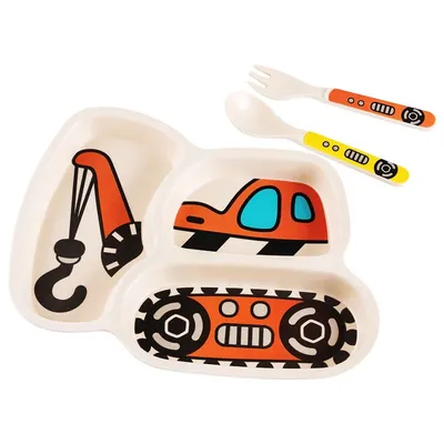 Childrens Plate Set Cartoon Car Design Childrens Plate Set Cartoon Car Design