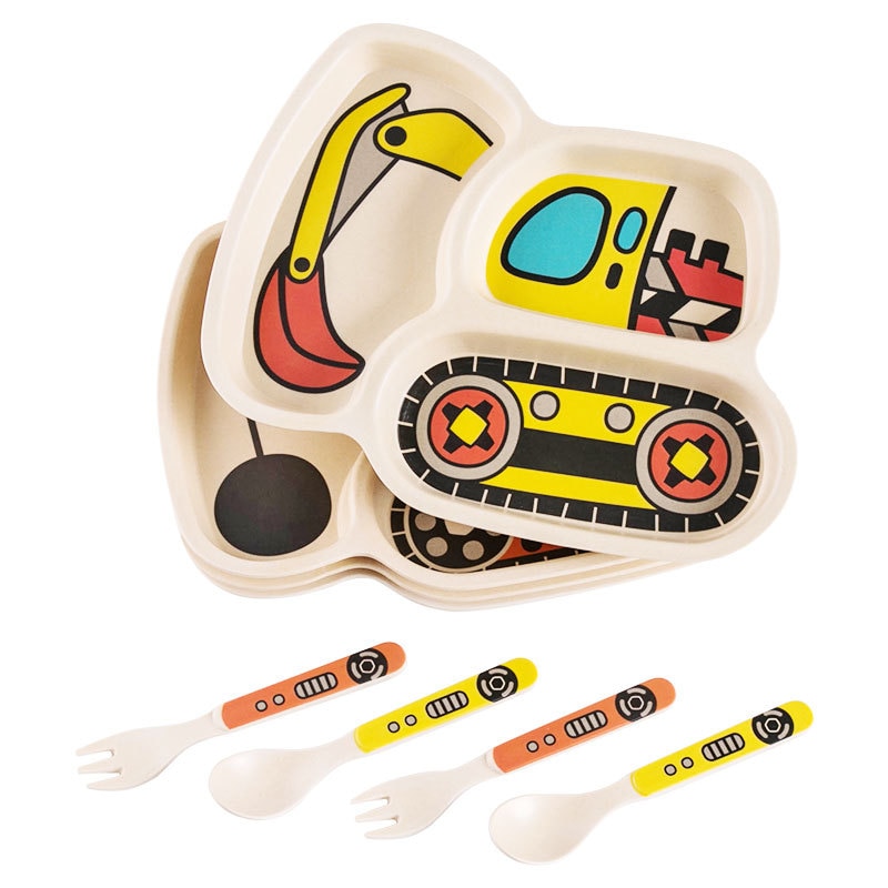 Childrens Plate Set Cartoon Car Design Childrens Plate Set Cartoon Car Design