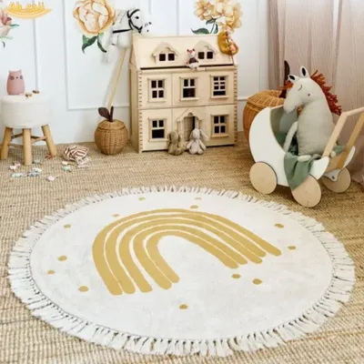 Childrens Rainbow Rug with Tassels