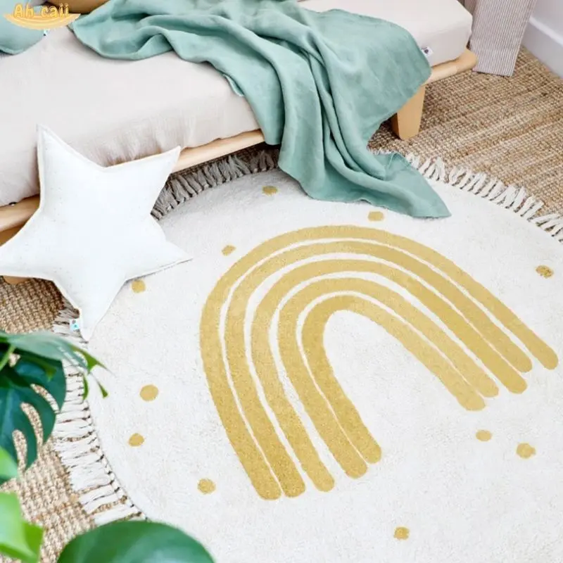 Childrens Rainbow Rug with Tassels