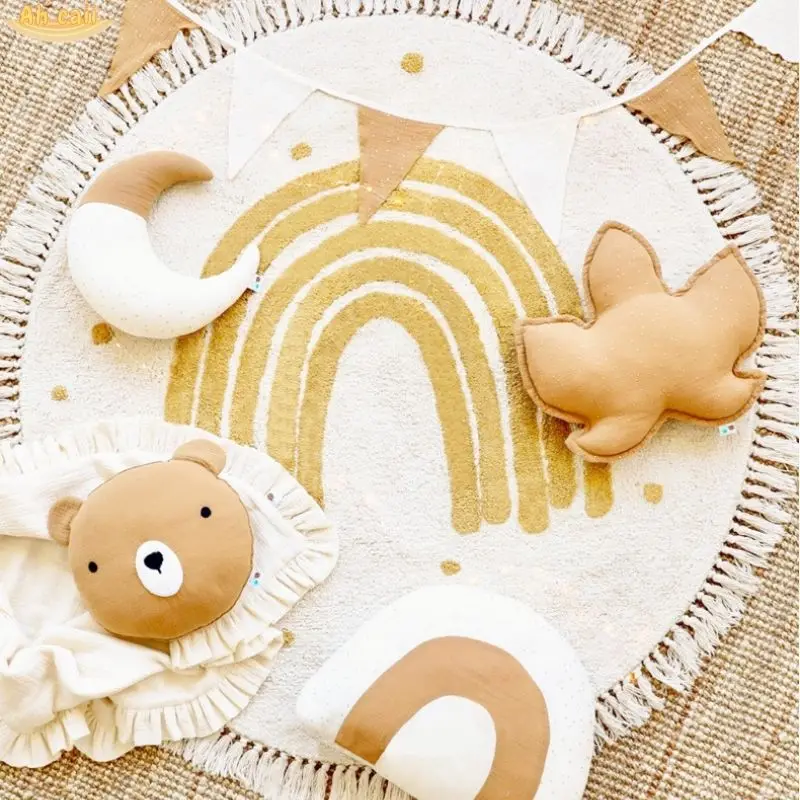Childrens Rainbow Rug with Tassels