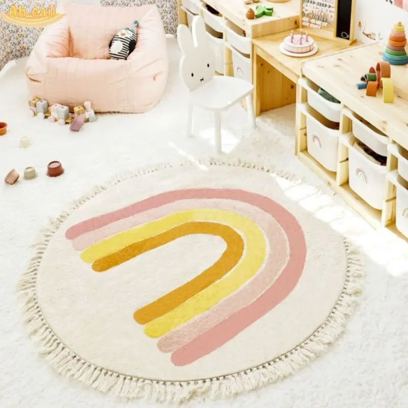 Childrens Rainbow Rug with Tassels
