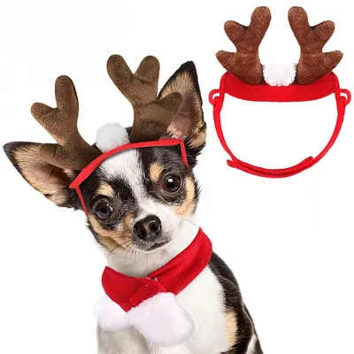 Christmas Adjustable Reindeer Dog Hat